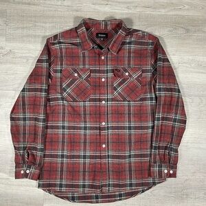 Brixton Red Plaid Long Sleeve Mens Button Down Size XXL